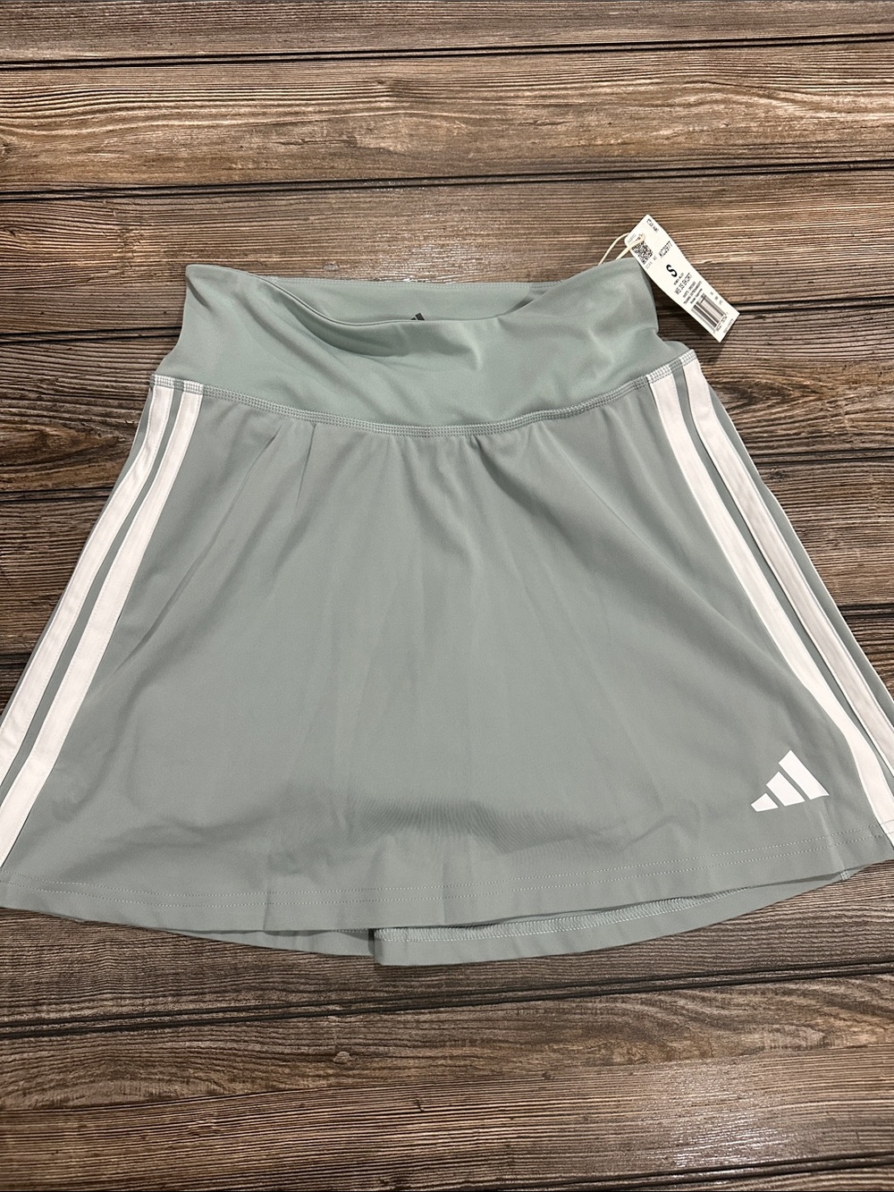 adidas Light Sage Green Circle skort with White Side Stripes